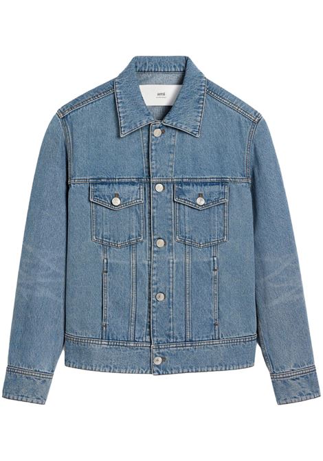 Giacca con applicazione logo in blu Ami paris - uomo AMI PARIS | Capispalla | HJK247DE0046480