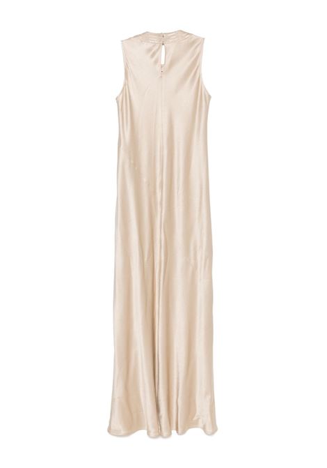 Sand beige satin maxi dress Antonelli - women