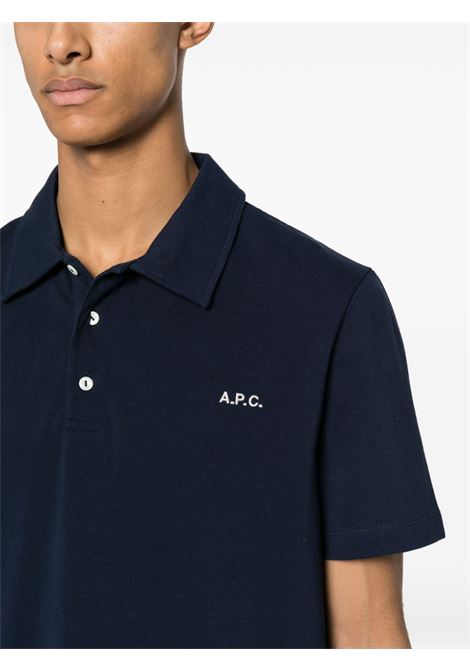 Polo con ricamo in blu A.P.C. - uomo A.P.C. | COGWZH26342IAK