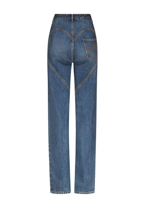 Indigo Blue crystal button jeans Area - women AREA | RS25AWPA0051DE01DRKBL