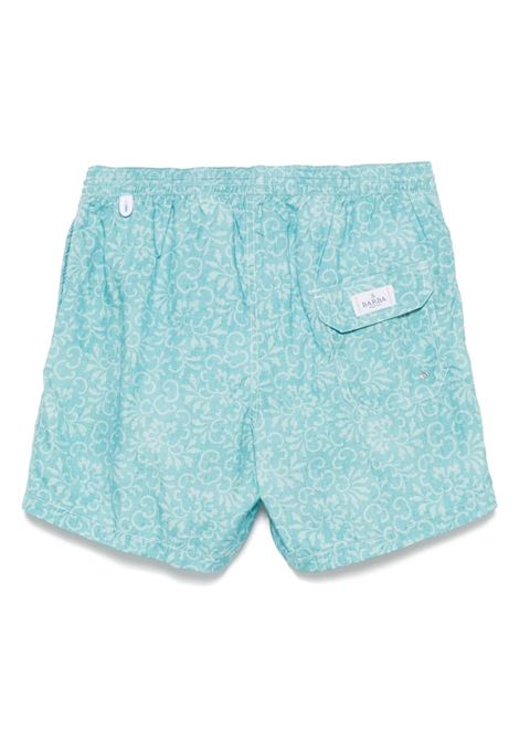 Light blue floral-print swim shorts Barba - men BARBA | 486013