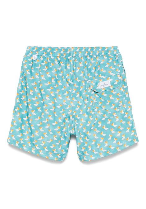 Aqua blue duck-print swim shorts Barba - men BARBA | 486031