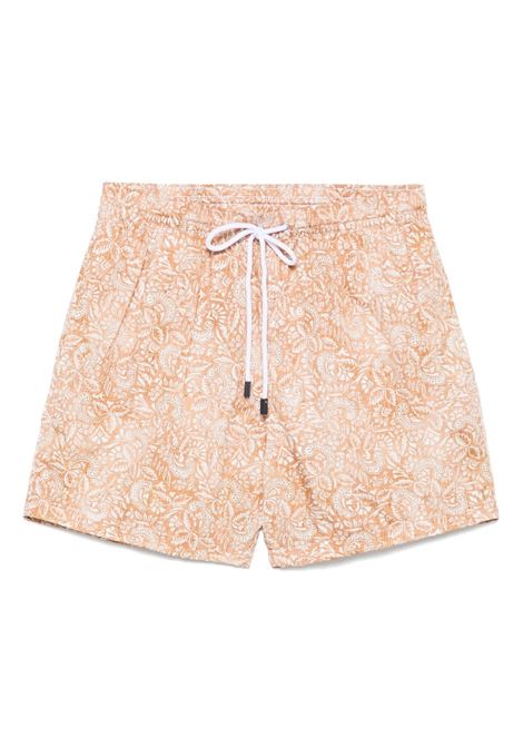 Brown printed swim shorts Barba - men
