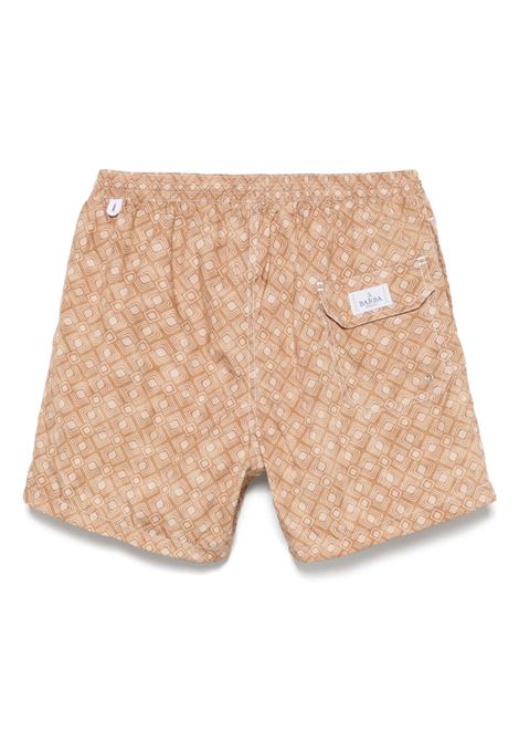 Beige geometric-print swim shorts Barba - men BARBA | 486103