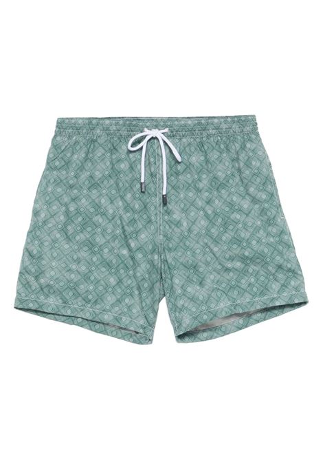 Costume da bagno con stampa grafica in verde Barba - uomo