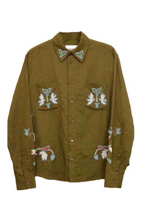 Camicia a maniche lunghe con ricami in verde Baziszt - uomo BAZISZT | ROUATGRNKHK