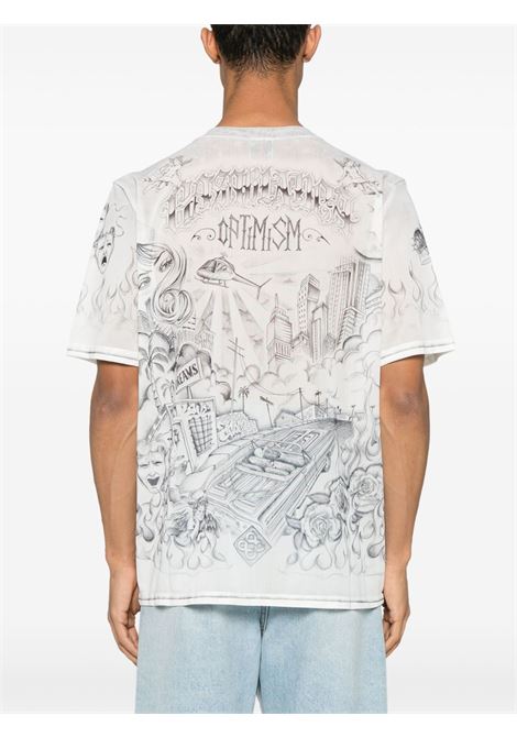White tattoo-print mesh T-shirt Casablanca - men CASABLANCA | MS25TP07101WHT