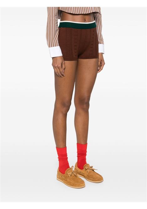 Chocolate brown Chicano crochet-knit shorts Casablanca - women CASABLANCA | WS25KW94901BRWN