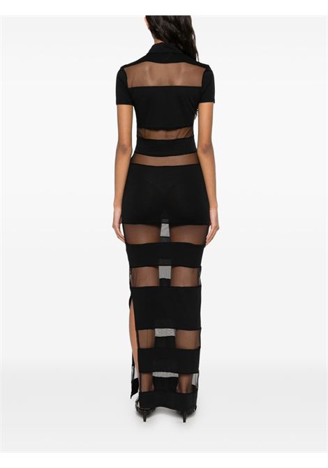 Black striped sheer polo dress Coperni - women COPERNI | COPJS114F5028BLK