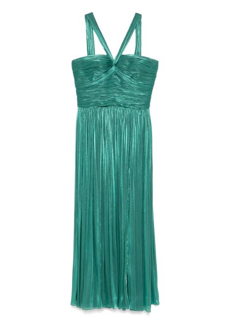 Jade green lurex georgette maxi dress Costarellos - women