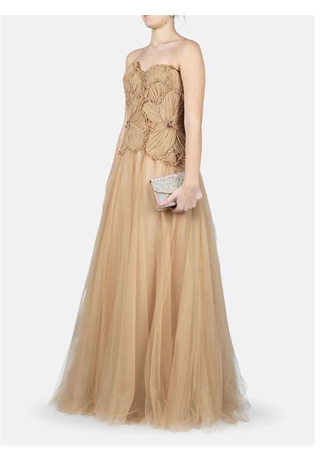 Almond beige Edra gown Costarellos - women COSTARELLOS | PS2515SAND