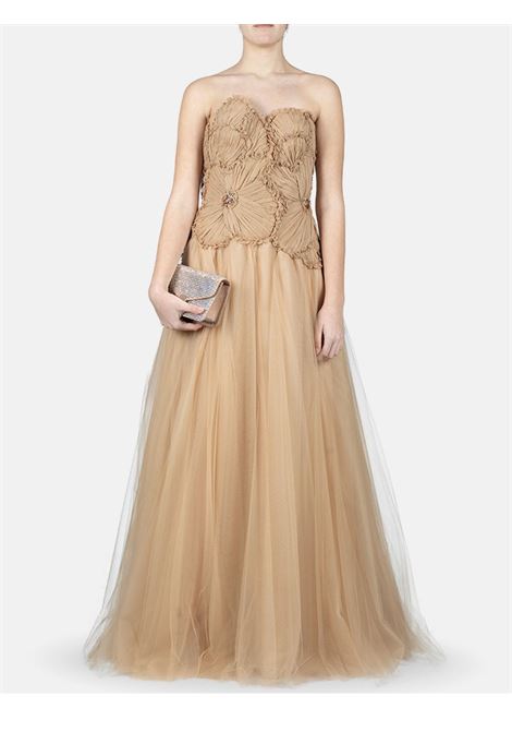 Almond beige Edra gown Costarellos - women COSTARELLOS | PS2515SAND
