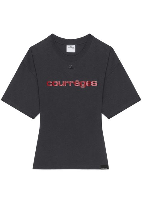 Dark grey printed T-shirt Courrèges - women COURRÈGES | T-shirt | 125JTS168JS0109B168