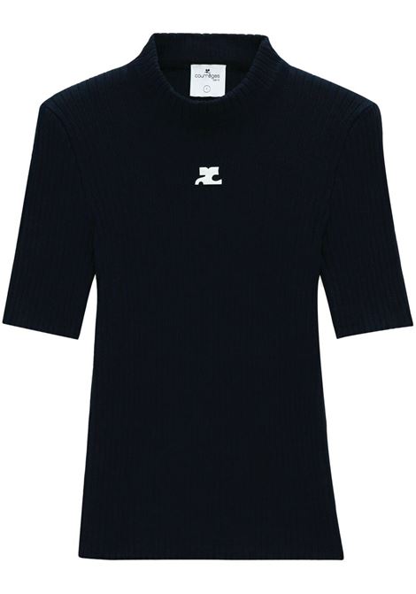 T-shirt con applicazione in blu Courrèges - donna