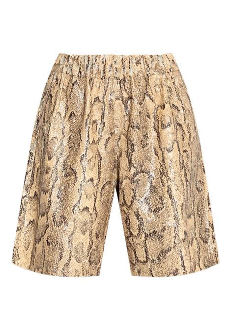Shorts con stampa pelle di serpente in beige Dries van noten - donna DRIES VAN NOTEN | Shorts | 2510109421483103