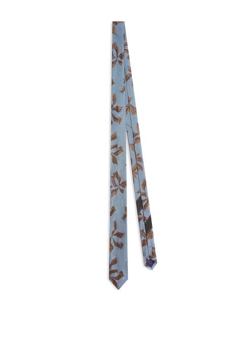 Cravatta in seta con stampa in blu Dries van noten - uomo DRIES VAN NOTEN | Cravatte | 2510216001904504