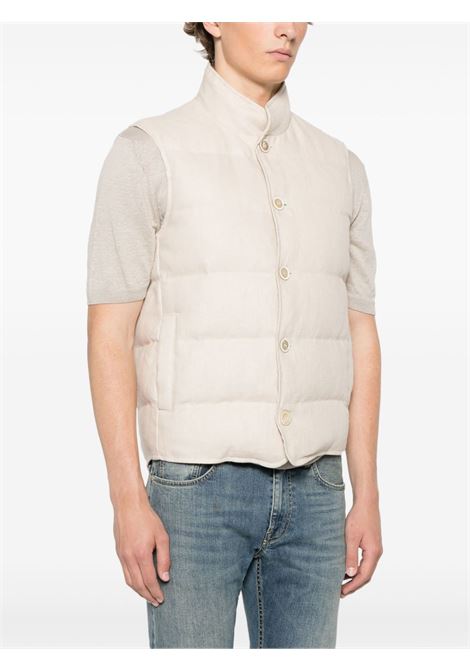 Gilet in lino in beige Eleventy - uomo ELEVENTY | K75GILK18TES0K03102