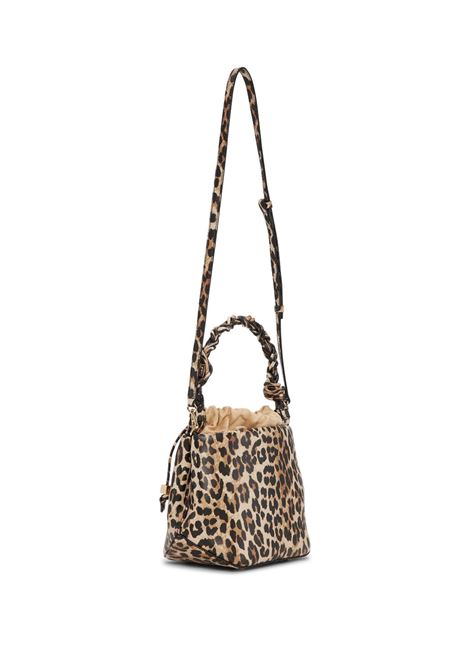 Brown Bou animalier-print bucket bag Ganni - women GANNI | A6582943
