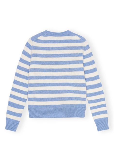 Maglione con ricamo in bianco e azzurro Ganni - donna GANNI | K2369628