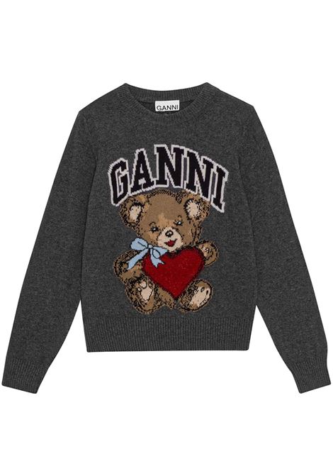 Grey embroidered logo jumper Ganni - women GANNI | K2370084