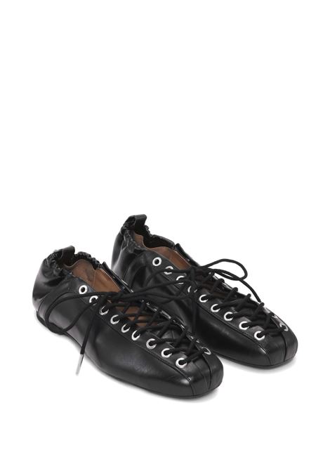Black lace-up ballerina shoes Ganni - women GANNI | S2914099
