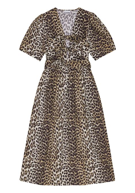 Multicolor leopard-print midi dress Ganni - women GANNI | W0373943