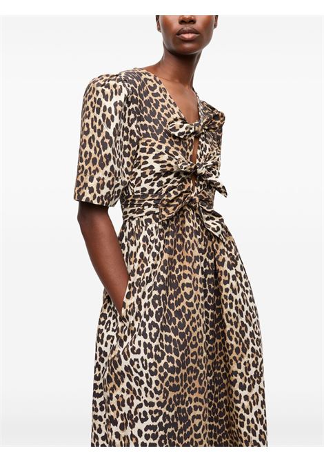 Multicolor leopard-print midi dress Ganni - women GANNI | W0373943