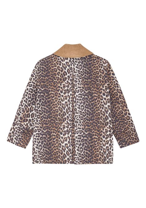 Giacca leopardata con colletto a contrasto Ganni - donna GANNI | W0391859