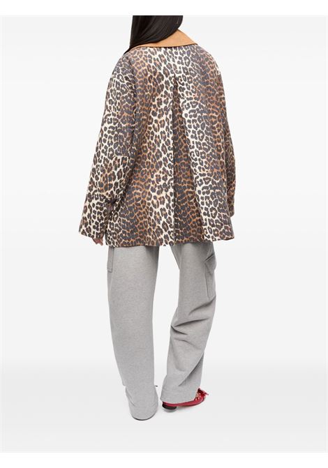 Giacca leopardata con colletto a contrasto Ganni - donna GANNI | W0391859