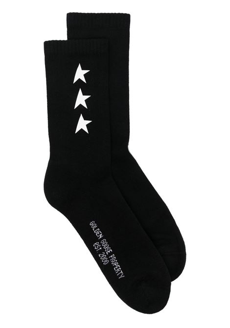 Black ribbed star-print socks - GOLDEN GOOSE unisex GOLDEN GOOSE | Socks | GUP00911P00086280203