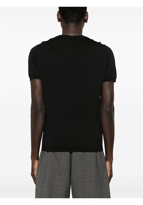 Black fine-ribbed T-shirt Kangra - men KANGRA | 10042100013