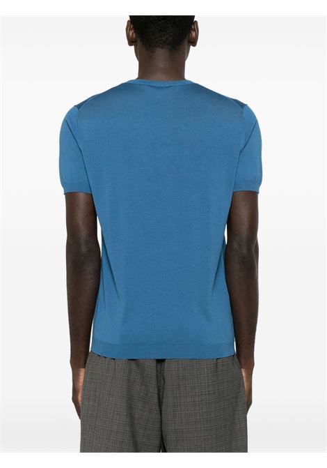 Blue fine-ribbed T-shirt Kangra - men KANGRA | 10042100026