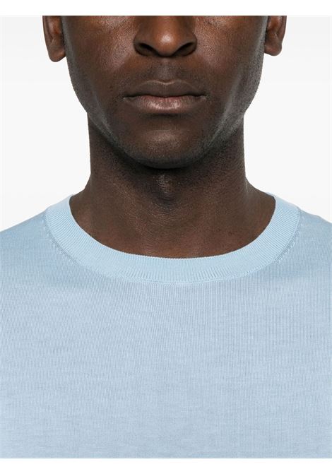 Light blue fine-ribbed T-shirt Kangra - men KANGRA | 10042100160