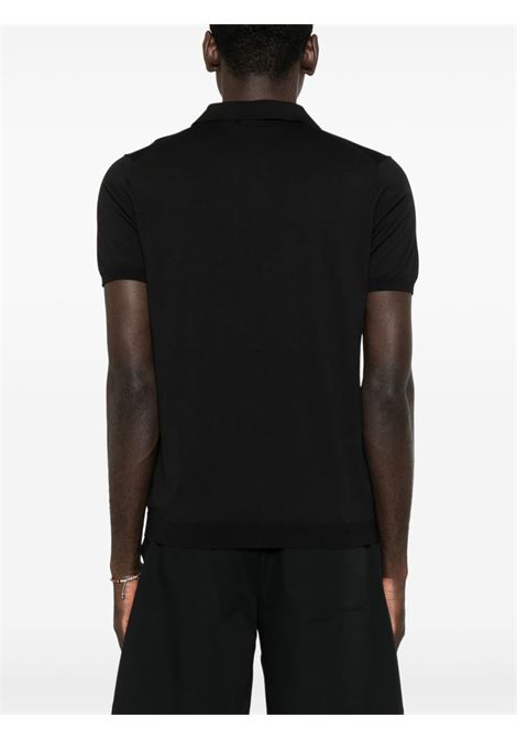 Black fine-ribbed polo shirt Kangra - men KANGRA | 10042300013