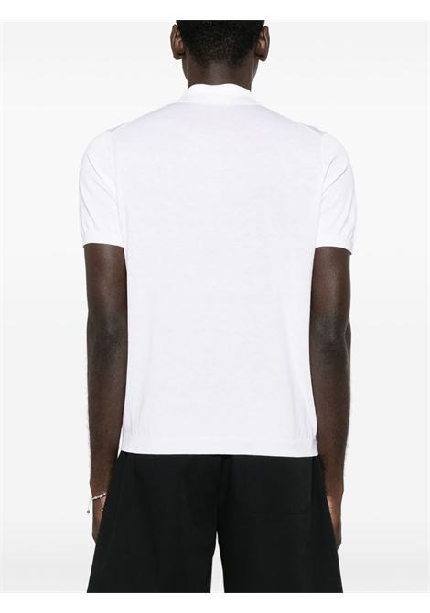 White fine-ribbed polo T-shirt Kangra - men KANGRA | 10042600025