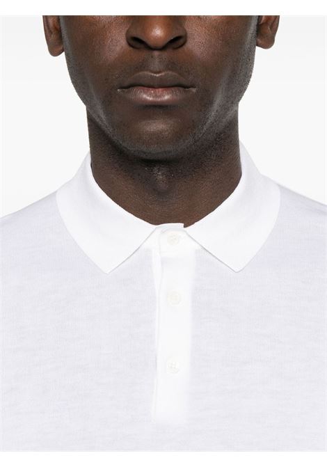 White fine-ribbed polo T-shirt Kangra - men KANGRA | 10042600025