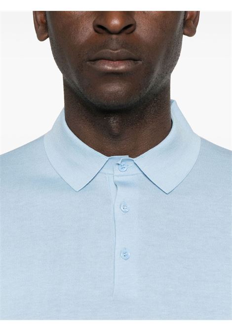 Light blue fine-ribbed polo T-shirt Kangra - men KANGRA | 10042600160