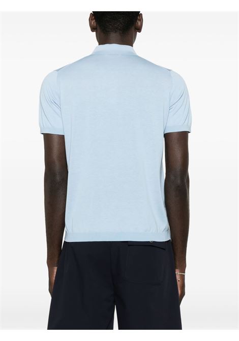 Light blue fine-ribbed polo T-shirt Kangra - men KANGRA | 10042600160