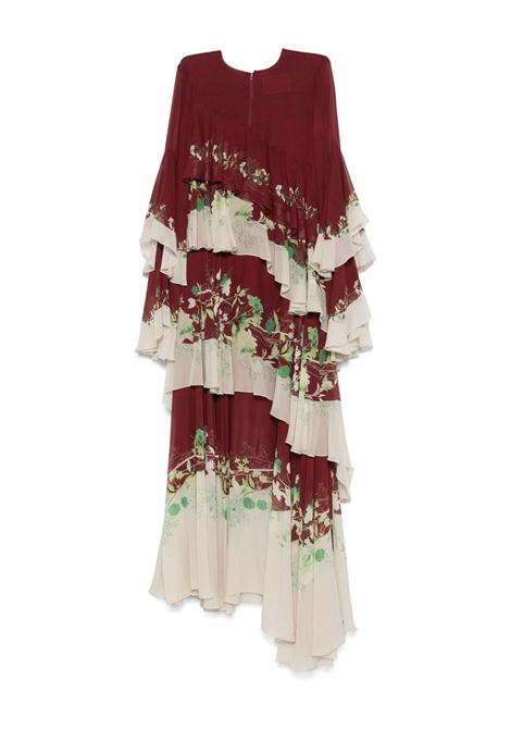 Burgundy Naiad floral-print dress La double j - women LA DOUBLE J | Dresses | DRE0858RE02