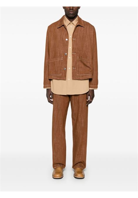 Brown poplin shirt Laneus - men LANEUS | S5LAMASI007178