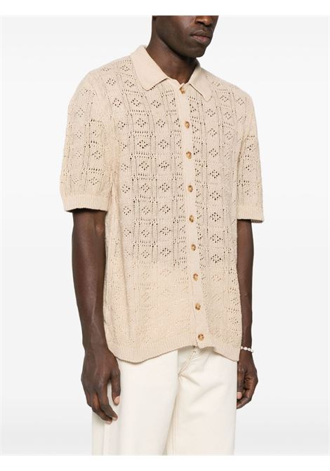 Beige open-knit shirt Laneus - men LANEUS | S5LAMASI125015