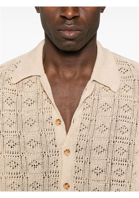 Beige open-knit shirt Laneus - men LANEUS | S5LAMASI125015