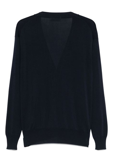 Blue fine-ribbed cardigan Lardini - men LARDINI | ESLMML402ES64045850