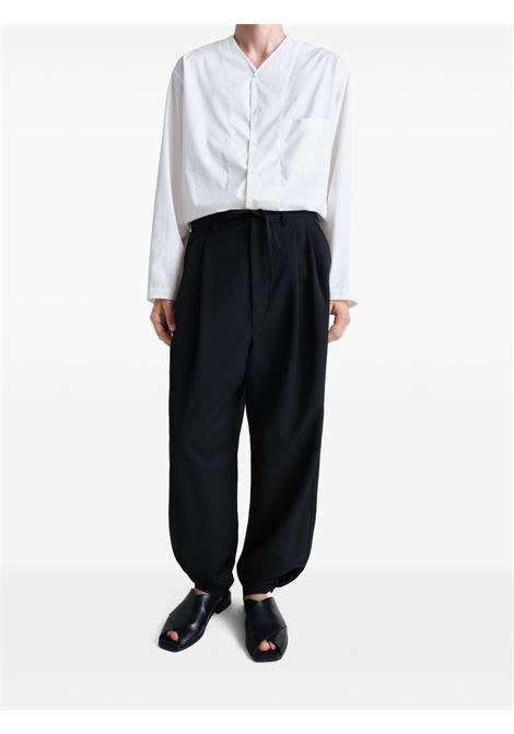 Black drawstring-waistband pleated trousers Lemaire - men LEMAIRE | PA1168LF1362BK999