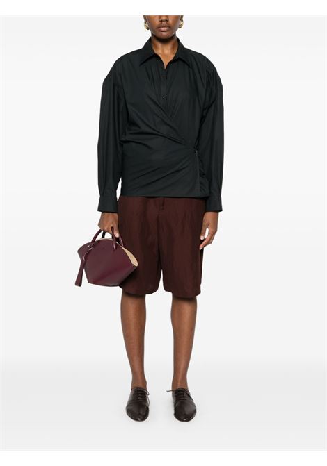 Black straight-collar twisted shirt Lemaire - women LEMAIRE | SH1141LF588BK995