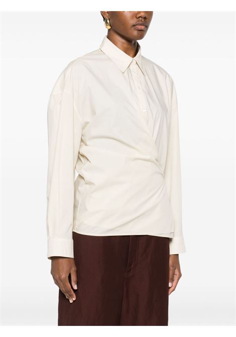 Cream straight-collar twisted shirt Lemaire - women LEMAIRE | SH1141LF588YE507