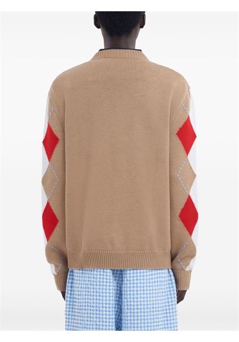 Maglione a rombi in beige Marni - uomo MARNI | GCMG0438Q2UFW618ARW74