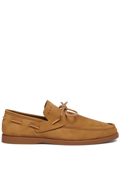 Brown suede lace-up loafers Marni - men