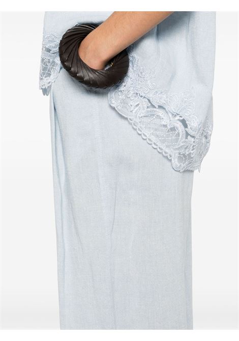 Pantaloni a palazzo con dettagli in lurex in azzurro Maurizio Mykonos - donna MAURIZIO | W01130179SKYBL
