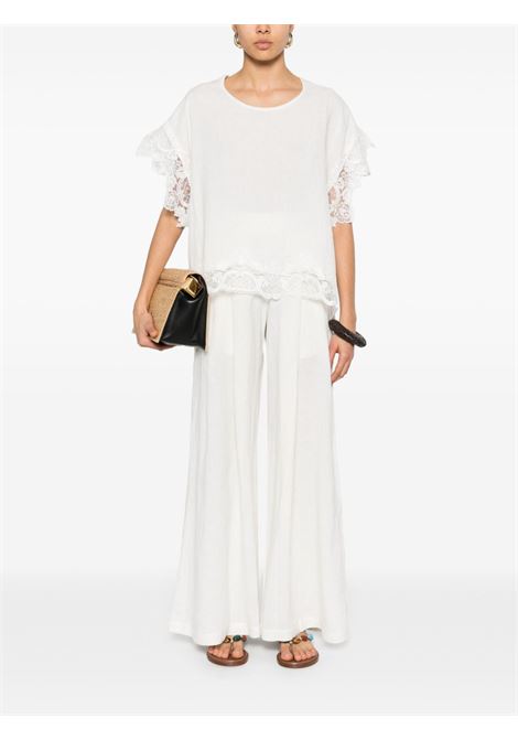 White lurex-detail palazzo pants Maurizio - women MAURIZIO | W01130179WHT